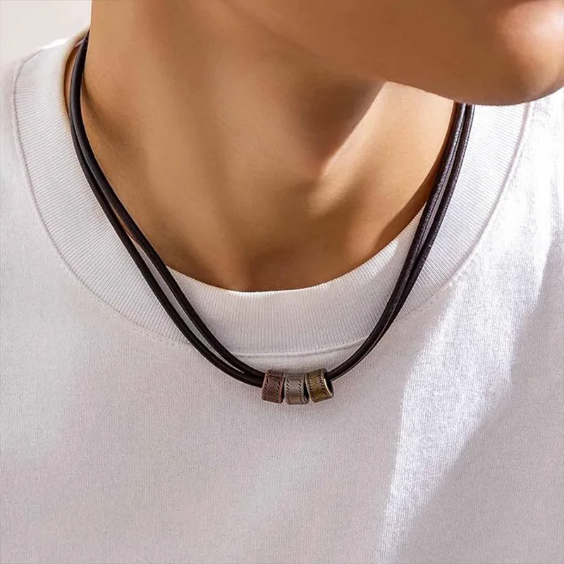 Lederen man mode ketting