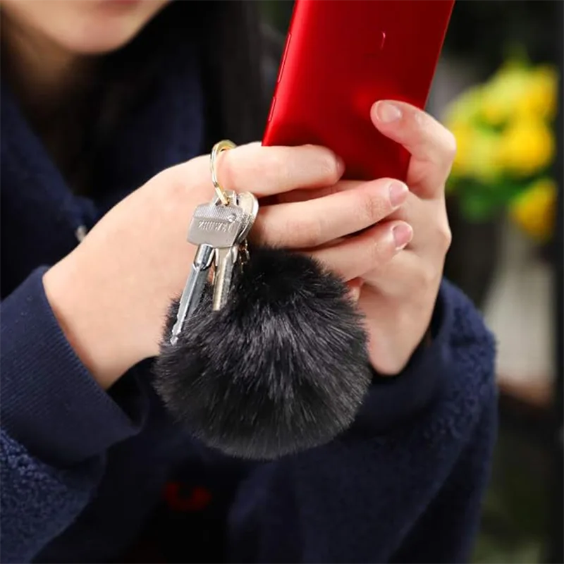 Zacht namaakbont pluche materiaal sleutelhanger